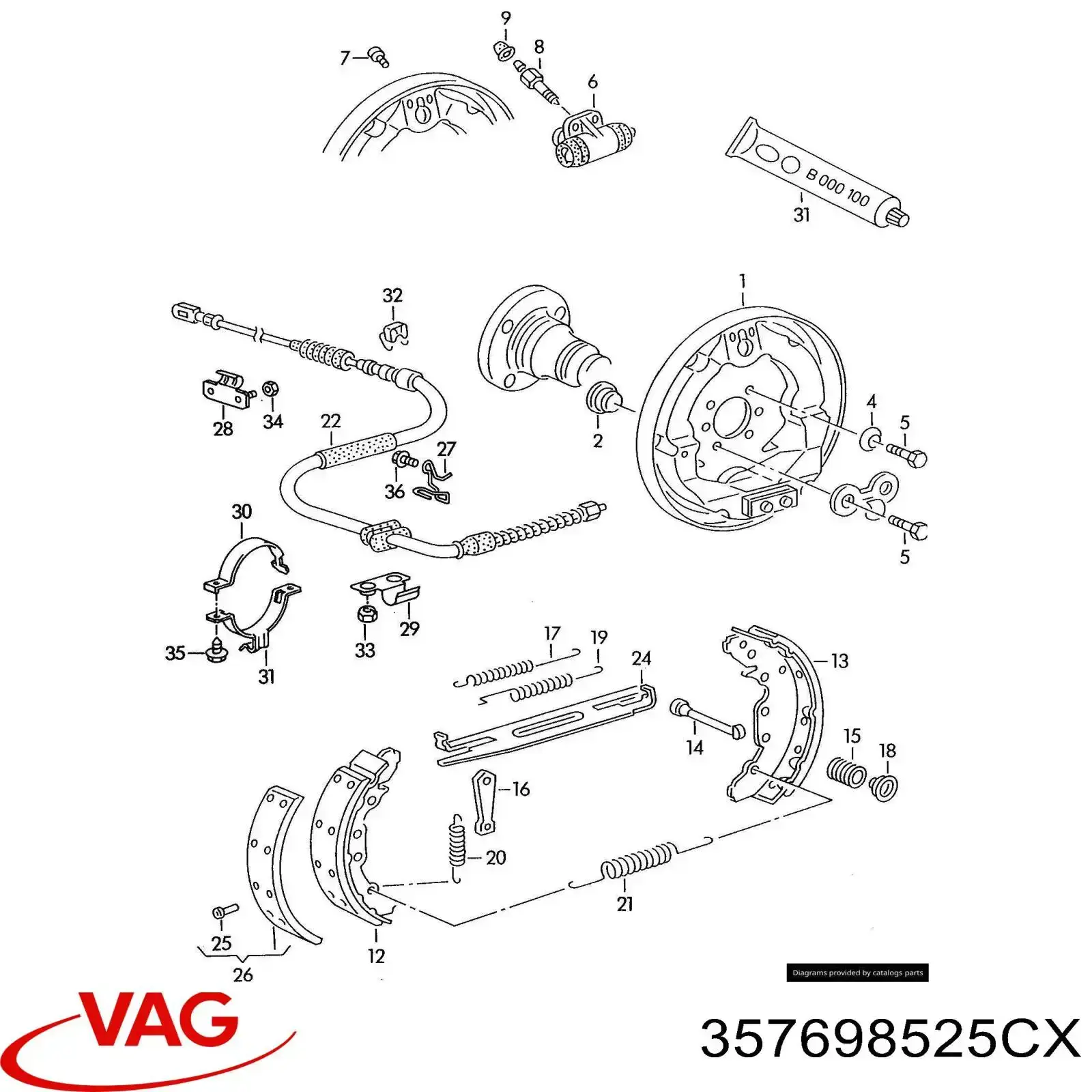Zapatas de freno traseras VAG 357698525CX
