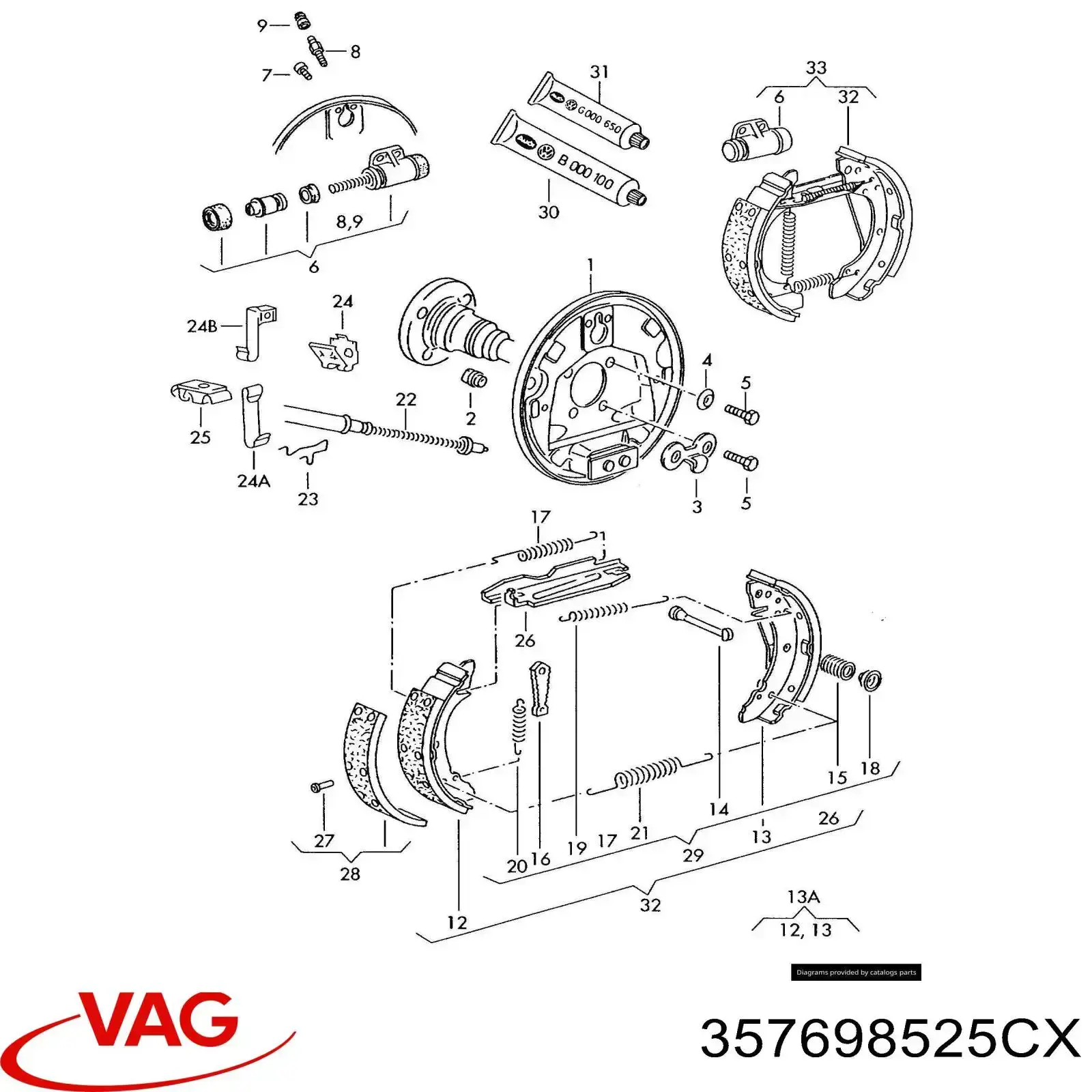 357698525CX VAG Zapatas de freno de tambor traseras