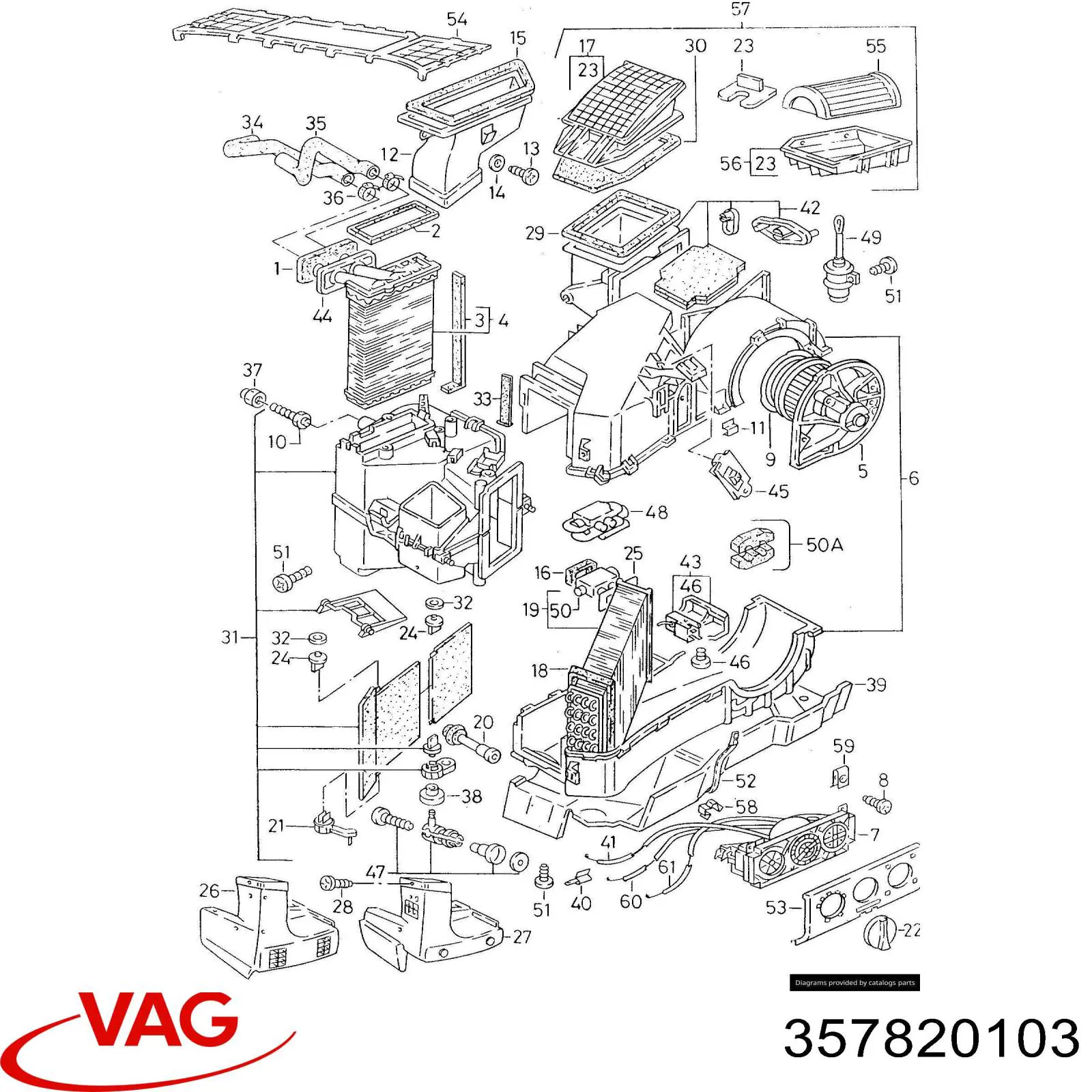 Evaporador de aire acondicionado 357820103 VAG