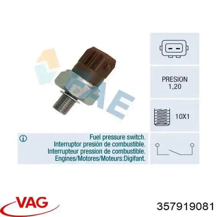 357919081 VAG sensor de presión de combustible