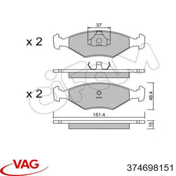 374698151 VAG pastillas de freno delanteras