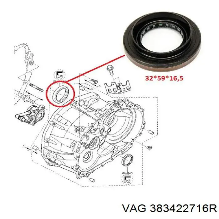 383422716R VAG anillo retén de semieje, eje delantero, derecho