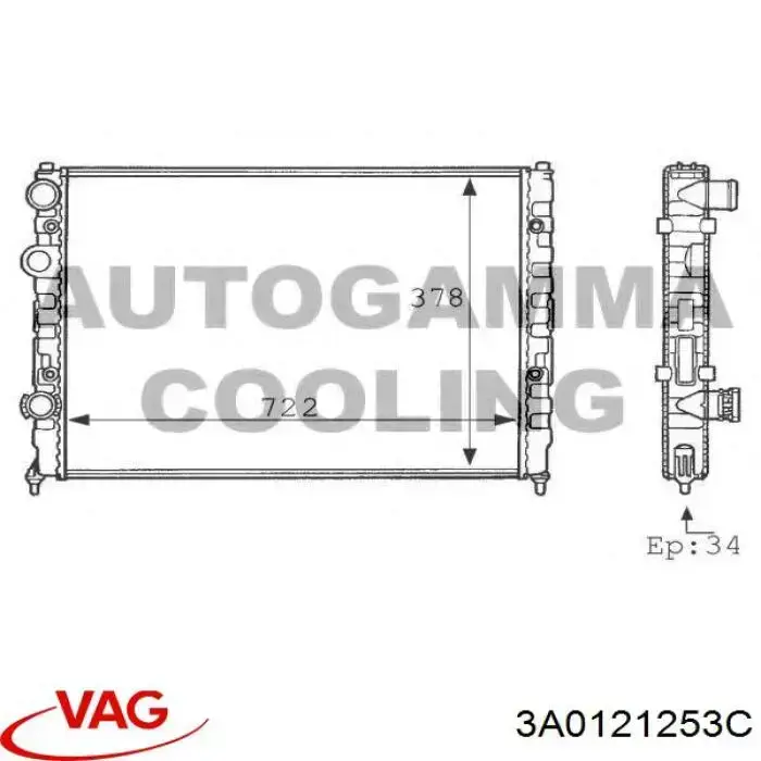Radiador 3A0121253C VAG