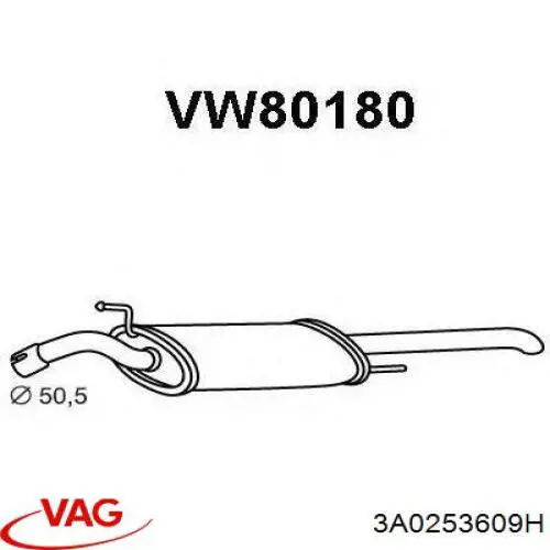 3A0253609H VAG silenciador posterior