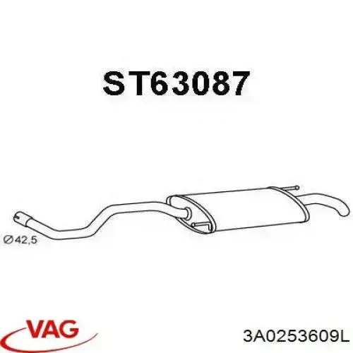 Silenciador trasero 3A0253609L VAG