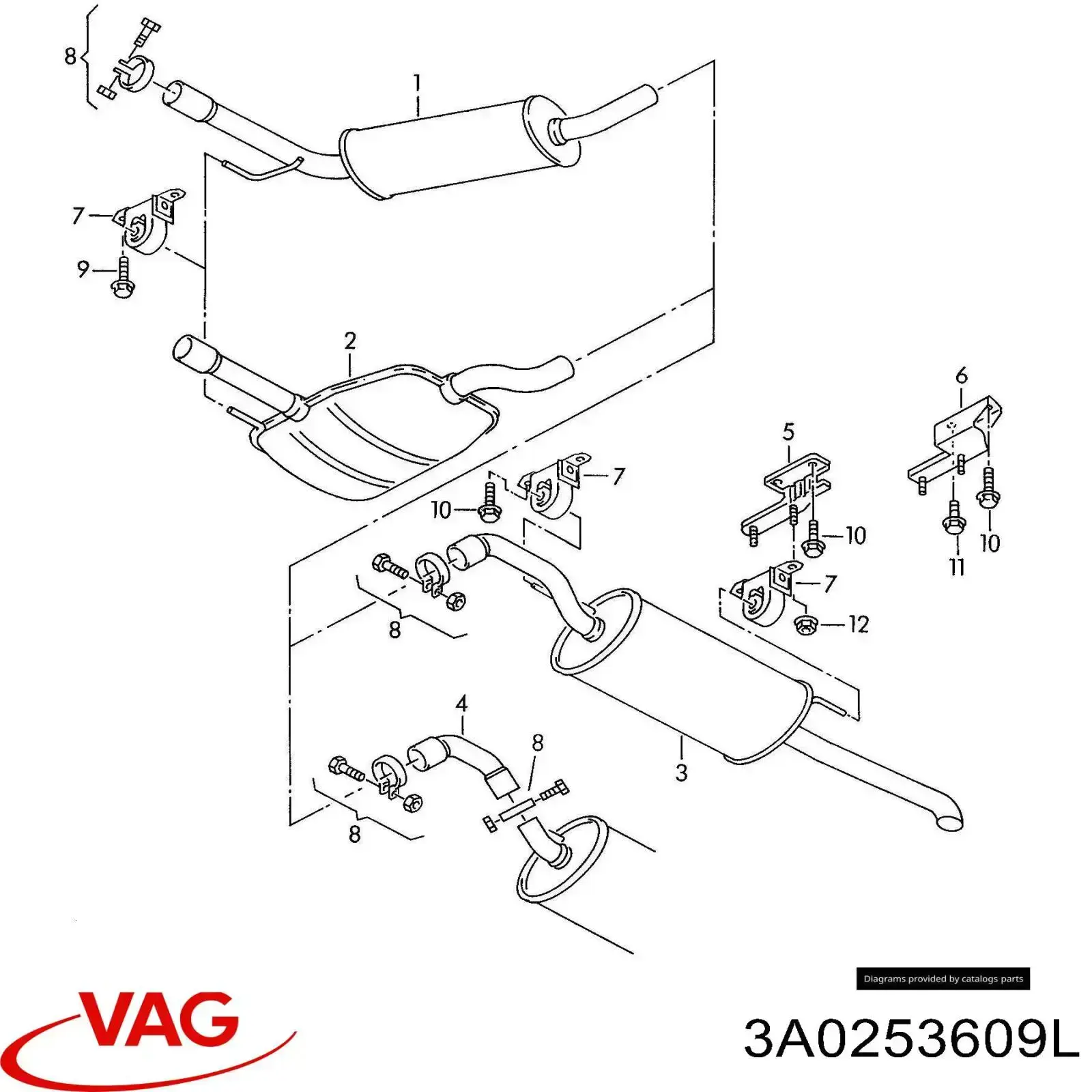 Silenciador trasero VAG 3A0253609L precio, desde 67,31 EUR