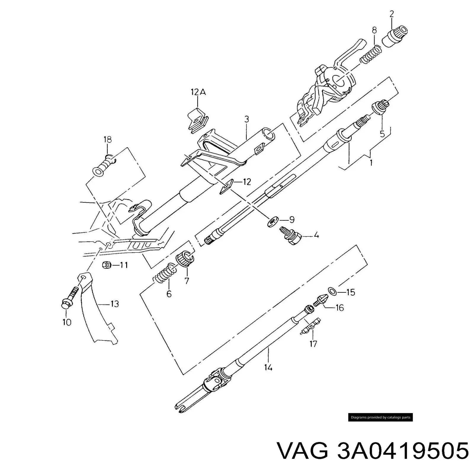 Eje superior de la columna de dirección VAG 3A0419505 precio, desde 80,65 EUR