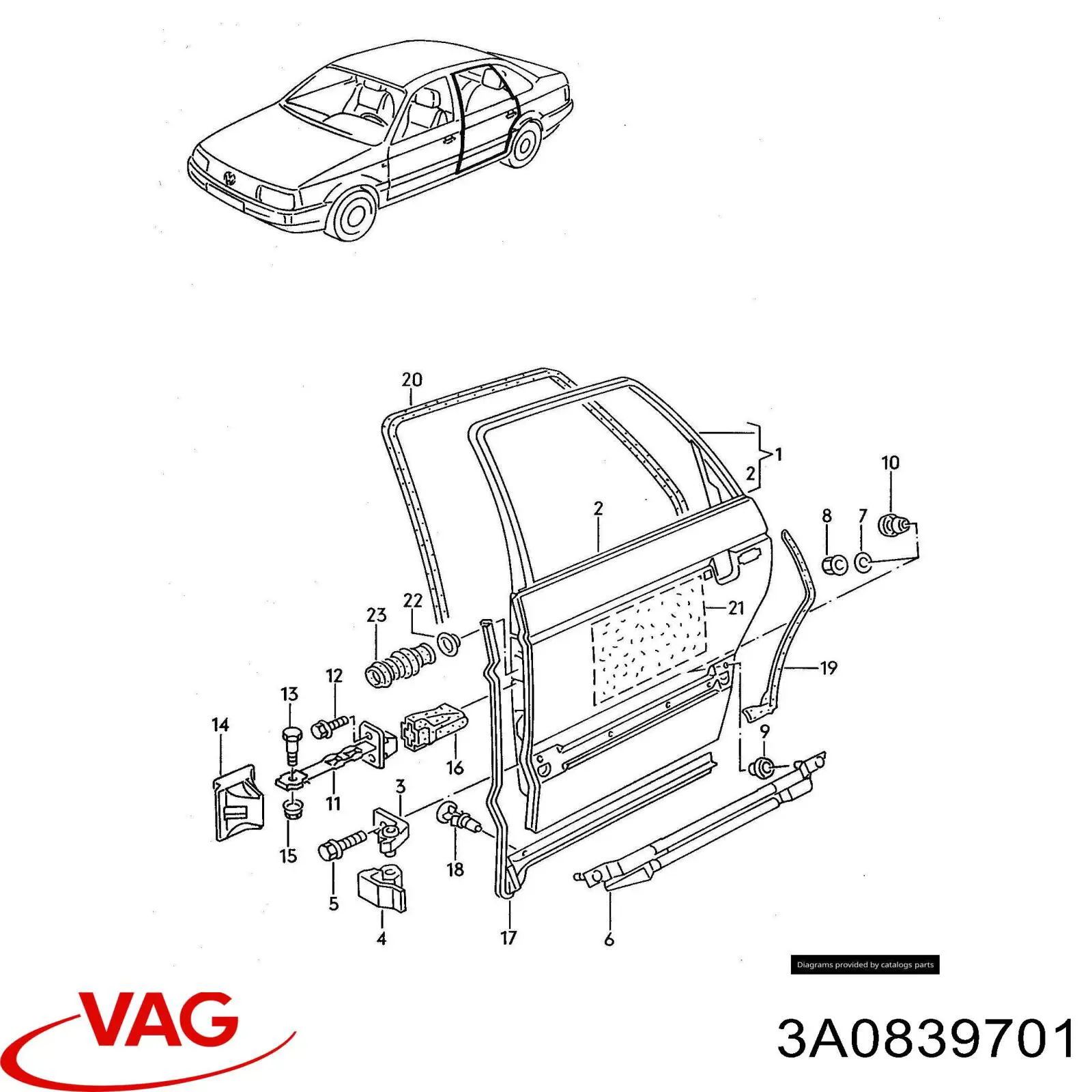 Sellado de puerta trasera izquierda (en puerta) VAG 3A0839701 precio, desde 179,54 EUR