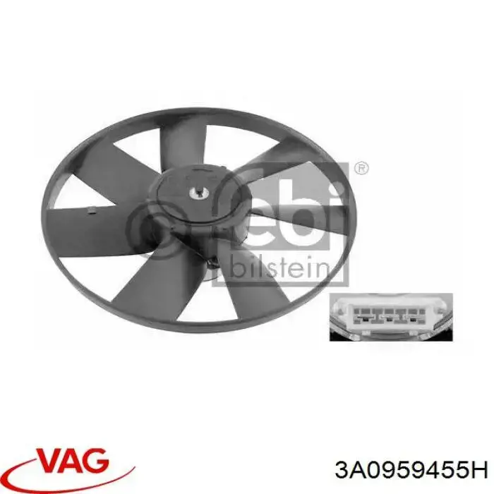 3A0959455H VAG ventilador (rodete +motor refrigeración del motor con electromotor completo)