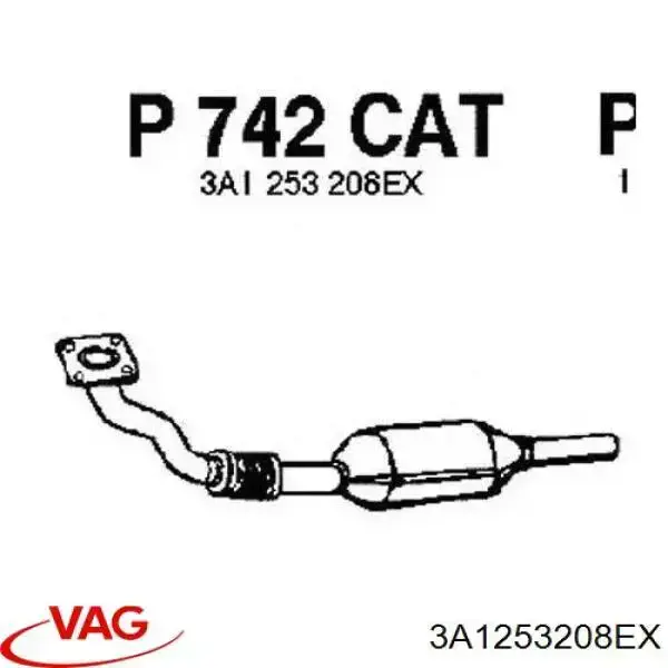 Silenciador, sección delantera VAG 3A1253208EX precio, desde 98,58 EUR