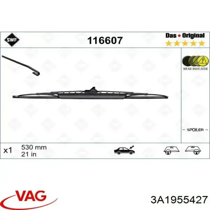 Limpiaparabrisas delantera conductor VAG 3A1955427