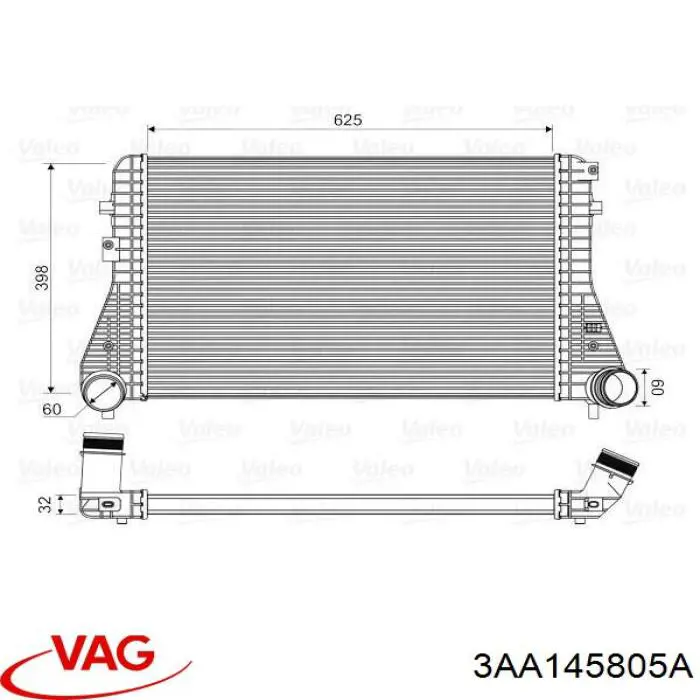 Radiador de aire de admisión VAG 3AA145805A precio, desde 150,36 EUR