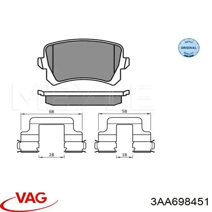 Pastillas traseras de freno VAG 3AA698451 precio, desde 27,22 EUR