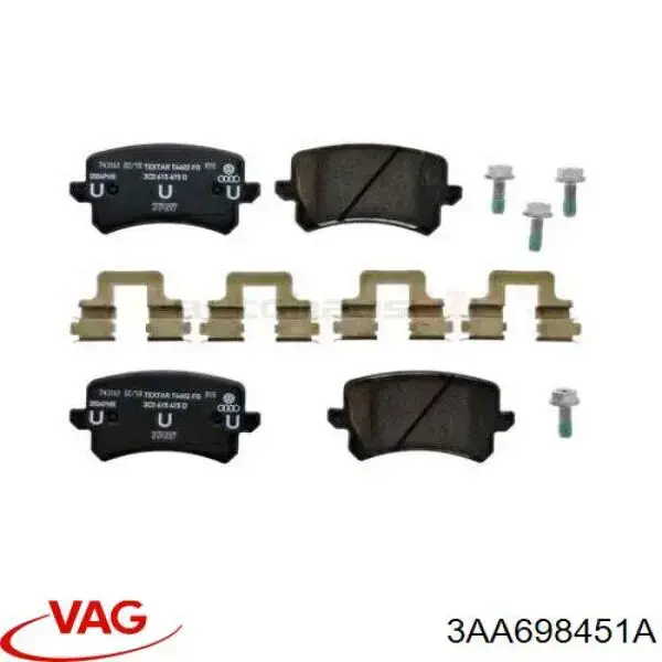 Pastillas de freno traseras 3AA698451A VAG
