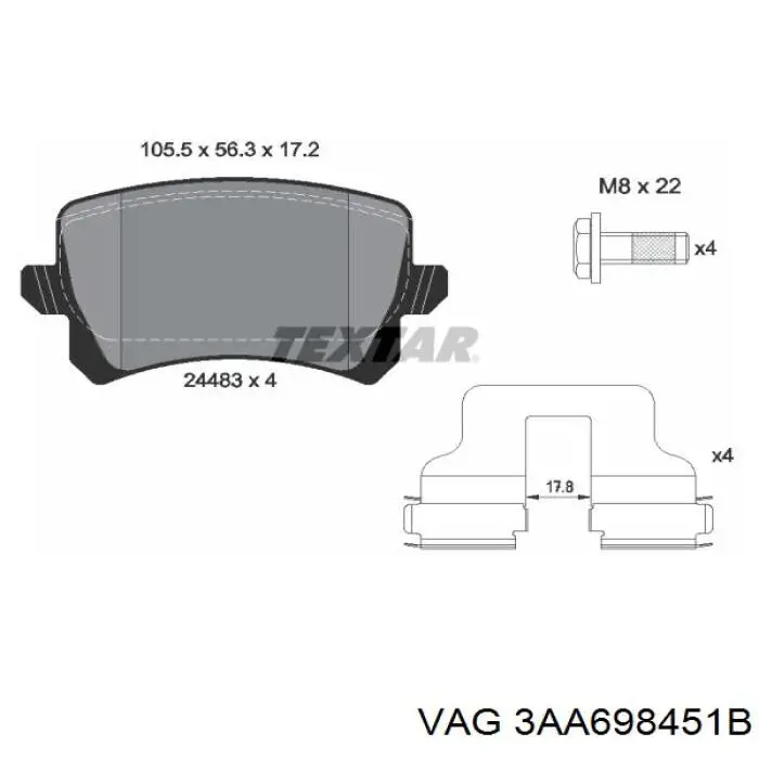 Pastillas de freno traseras Volkswagen Tiguan 1 5N1, 5N2