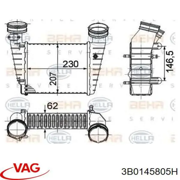 Radiador de aire de admisión VAG 3B0145805H precio, desde 73,63 EUR