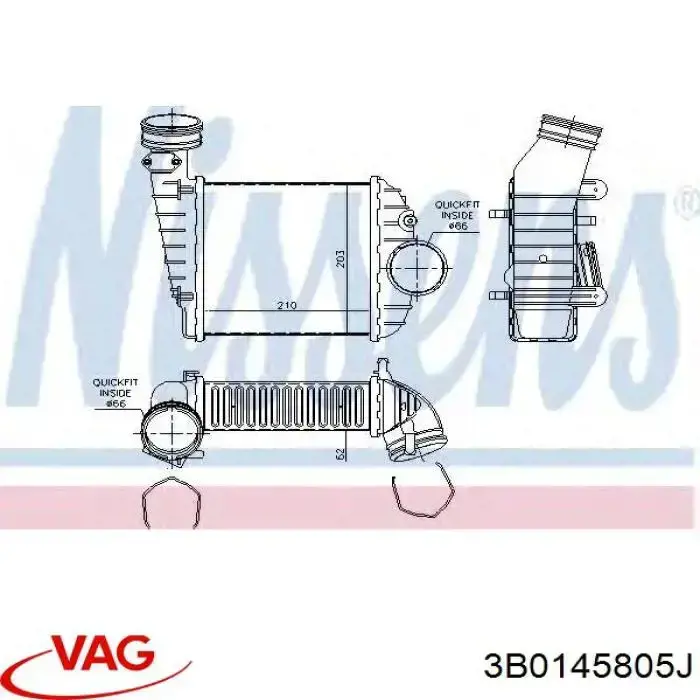 Radiador de aire de admisión VAG 3B0145805J precio, desde 129,15 EUR