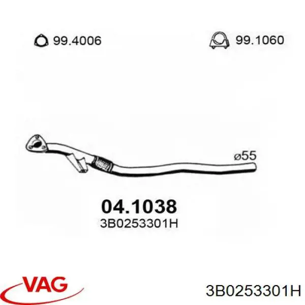 Tubo intermedio de escape VAG 3B0253301H precio, desde 80,57 EUR
