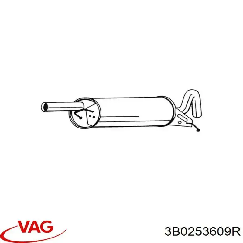 3B0253609A VAG silenciador posterior