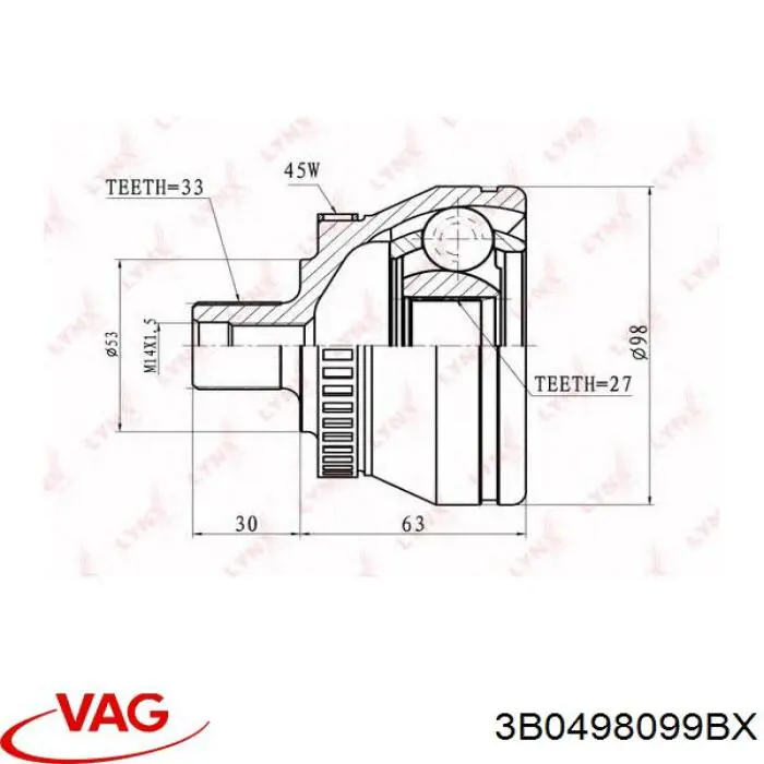 Junta homocinética exterior delantera VAG 3B0498099BX precio, desde 54,53 EUR