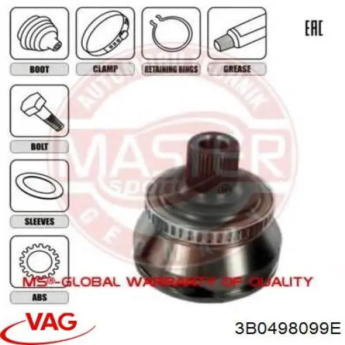 Comprar 3B0498099E VAG Junta homocinetica