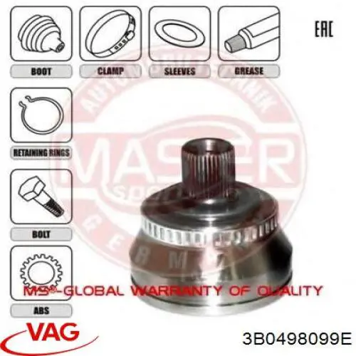 Junta homocinetica 3B0498099E VAG