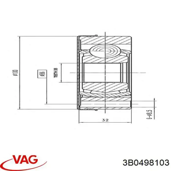Junta homocinética interna delantera VAG 3B0498103 precio, desde 38,67 EUR