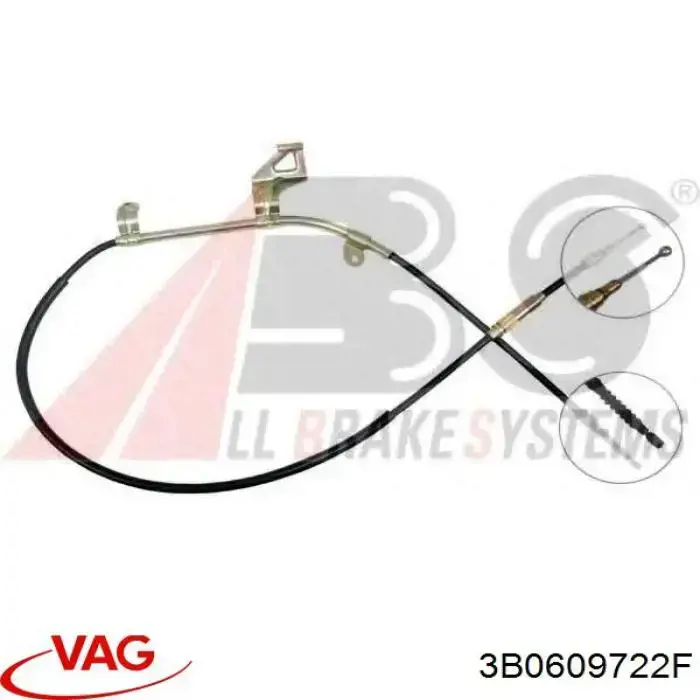 3B0609722F VAG cable de freno de mano trasero derecho