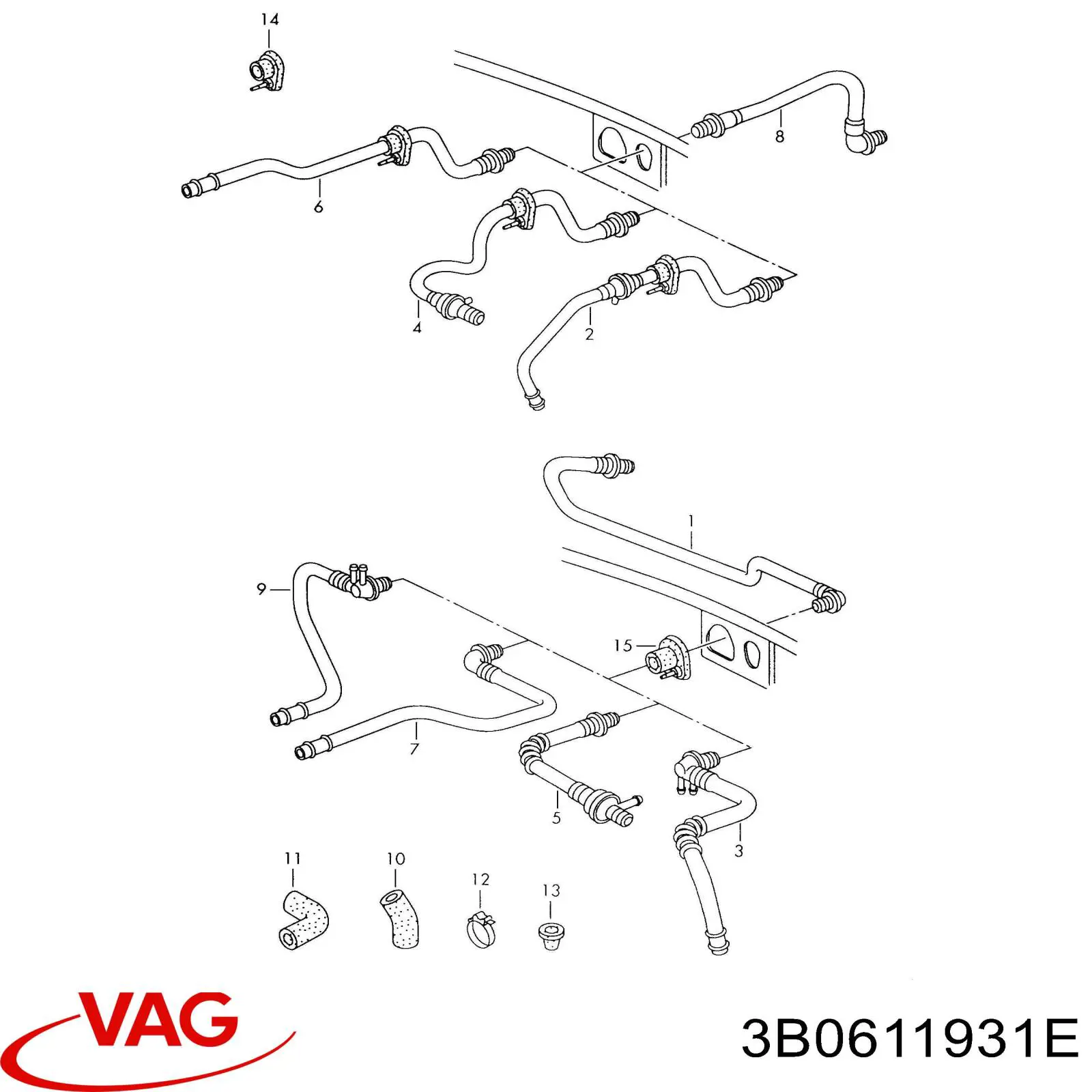 Tubo de vacío del servofreno VAG 3B0611931E precio, desde 41,53 EUR