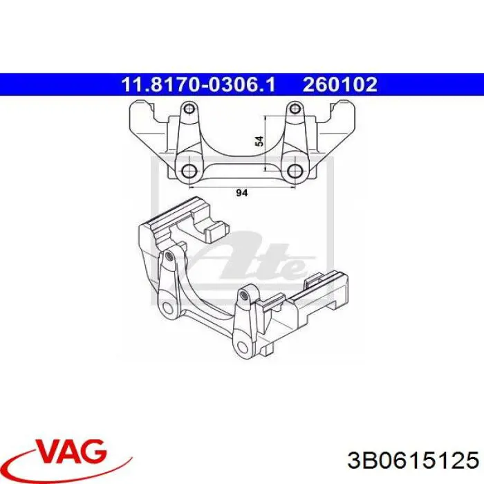 Soporte de la pinza de freno delantera 3B0615125 VAG