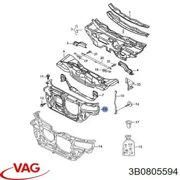 Panel de soporte del radiador y montaje de faros VAG 3B0805594J precio, desde 117,61 EUR