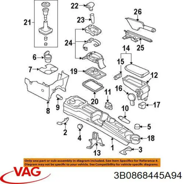 3B0868445A94 VAG Pestillo del reposabrazos