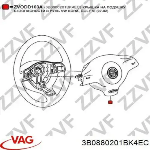 3B0880201BK4EC VAG airbag en el lado del conductor