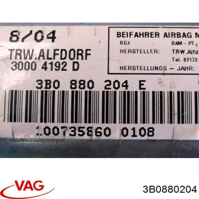 Airbag lateral 3B0880204 VAG