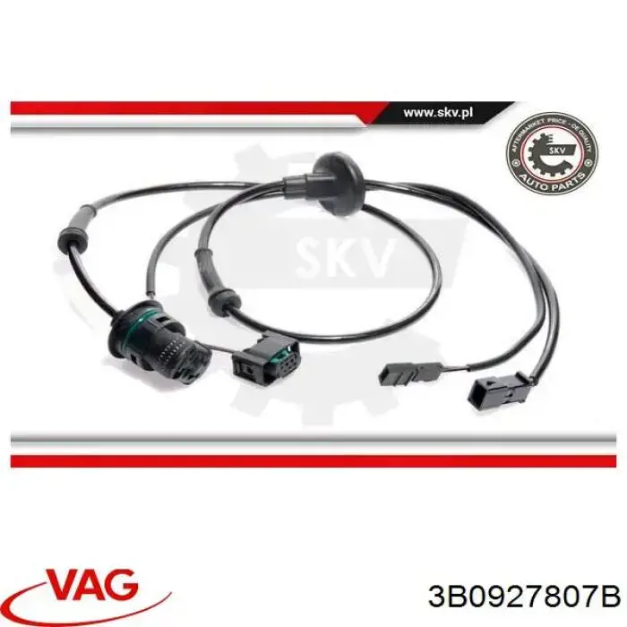 Sensor ABS trasero 3B0927807B VAG