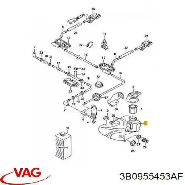 Comprar 3B0955453AF VAG Depósito de limpiaparabrisas