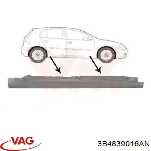 3B4839016AN VAG Cerradura de la puerta trasera derecha