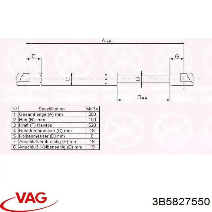 Amortiguador maletero 3B5827550 VAG
