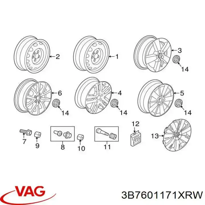 Tapacubo VAG 3B7601171XRW precio, desde 15,26 EUR