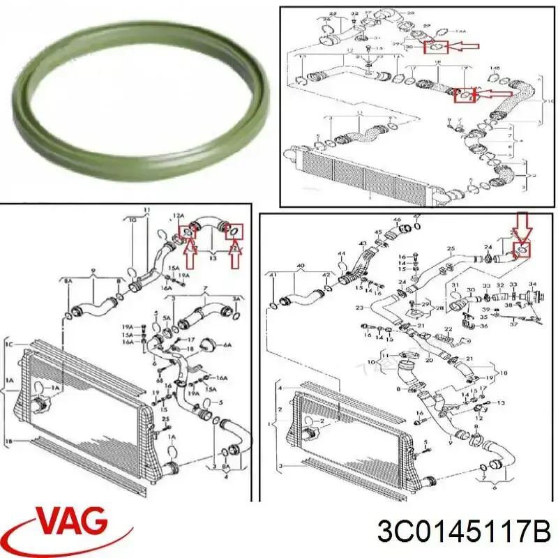 3C0145117B VAG junta tórica para tubo intercooler