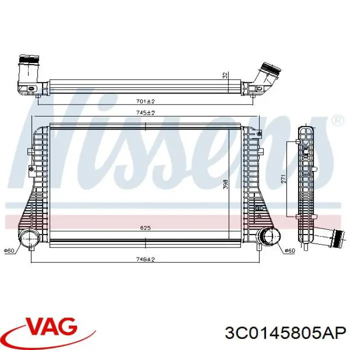 Radiador de aire de admisión VAG 3C0145805AP precio, desde 109,61 EUR