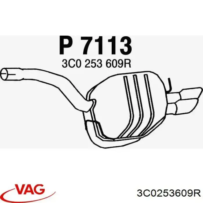 3C0253609R VAG silenciador posterior