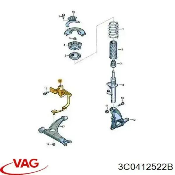 Sensor de nivel de carrocería delantero derecho VAG 3C0412522B precio, desde 50,19 EUR