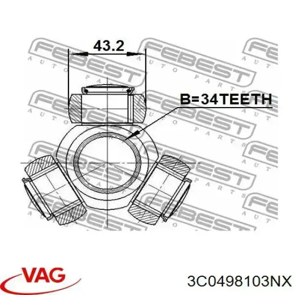 3C0498103NX VAG junta homocinética interior delantera