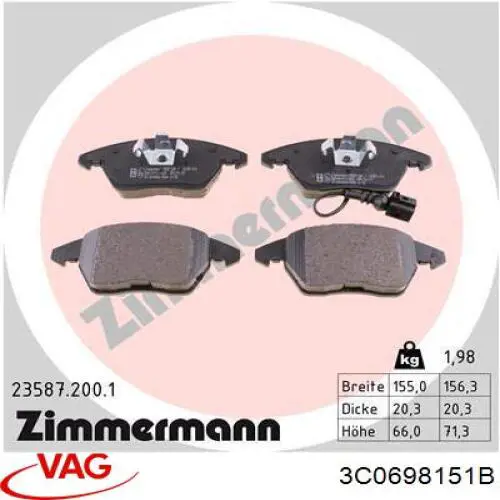 Pastillas de freno delanteras Seat Leon 2 1P1