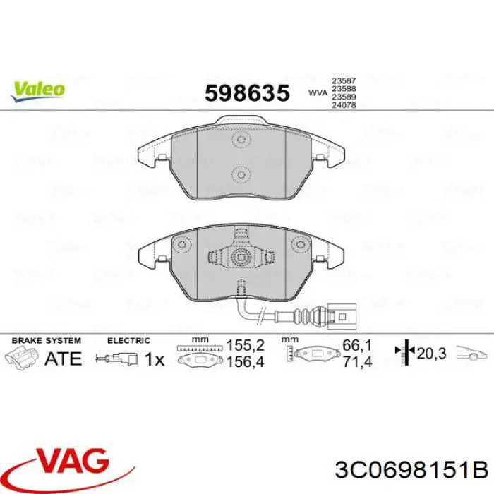 Pastillas de freno delanteras Seat Leon 2 1P1