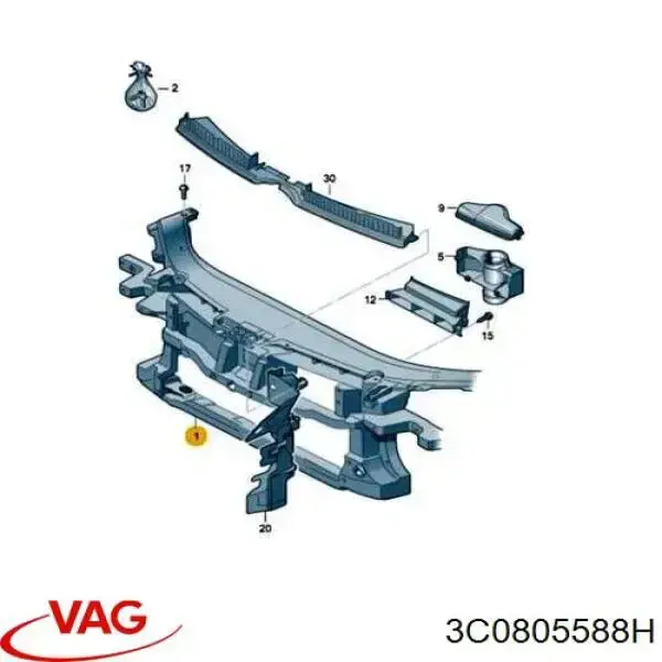 Soporte de radiador 3C0805588H VAG