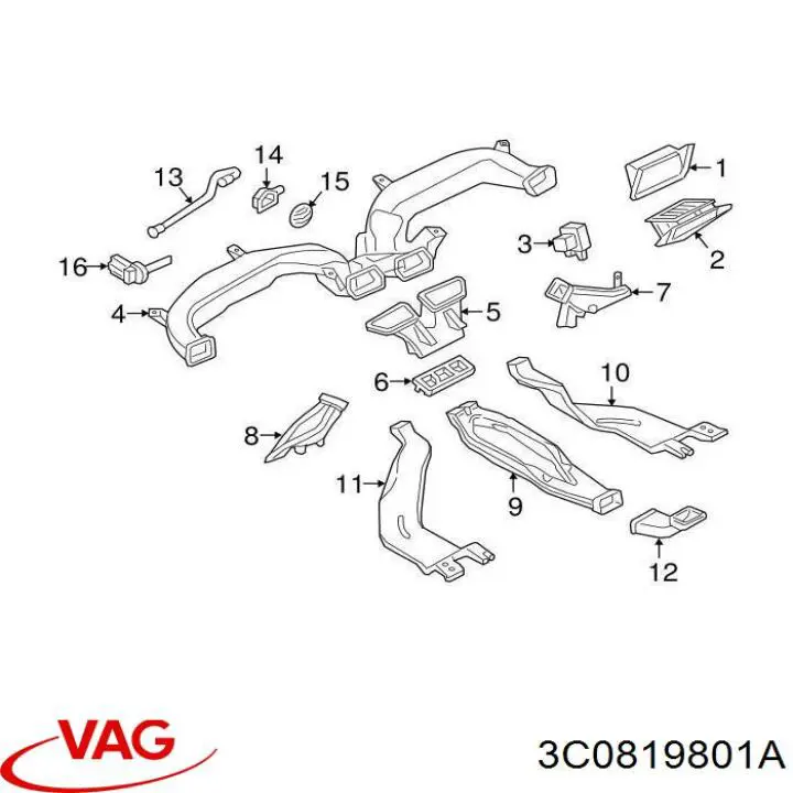 Aireadores salpicadero central Volkswagen Tiguan 1 (5N1, 5N2)