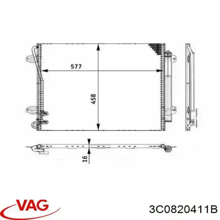 Condensador aire acondicionado 3C0820411B VAG