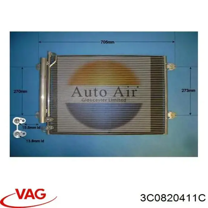 Condensador aire acondicionado 3C0820411C VAG
